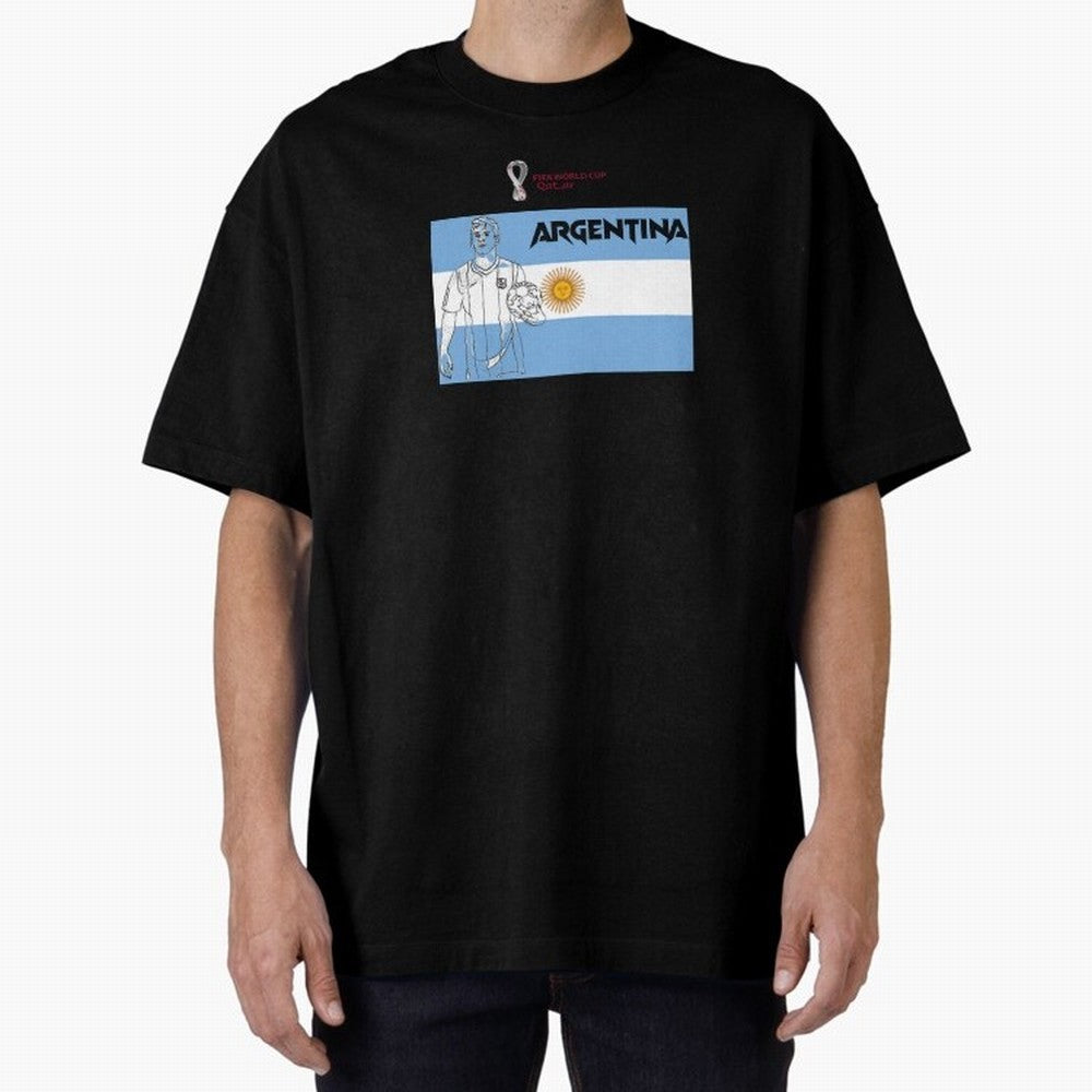 Argentina - FIFA World Cup - Qatar 2022 Oversized T-Shirt Keep the Match Day Mood of Match Day Hype around FIFA World Cup 2026, Messi, Argentina, France and Brazil, Goal Celebration Energy, Supporter Heritage, Football Icons and Worldwide