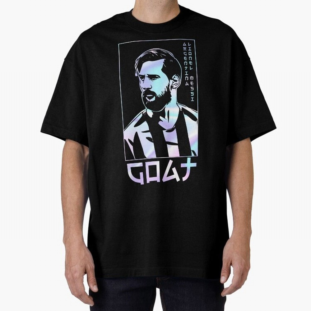 Lionel Messi Holographic Style Portrait art illustration Classic T-Shirt Feel the Roar of Match Day Hype around FIFA World Cup 2026, Messi and Cristiano Ronaldo, France and Portugal, Retro Football Energy, Iconic Rivalries, Trophy Chase Drama and