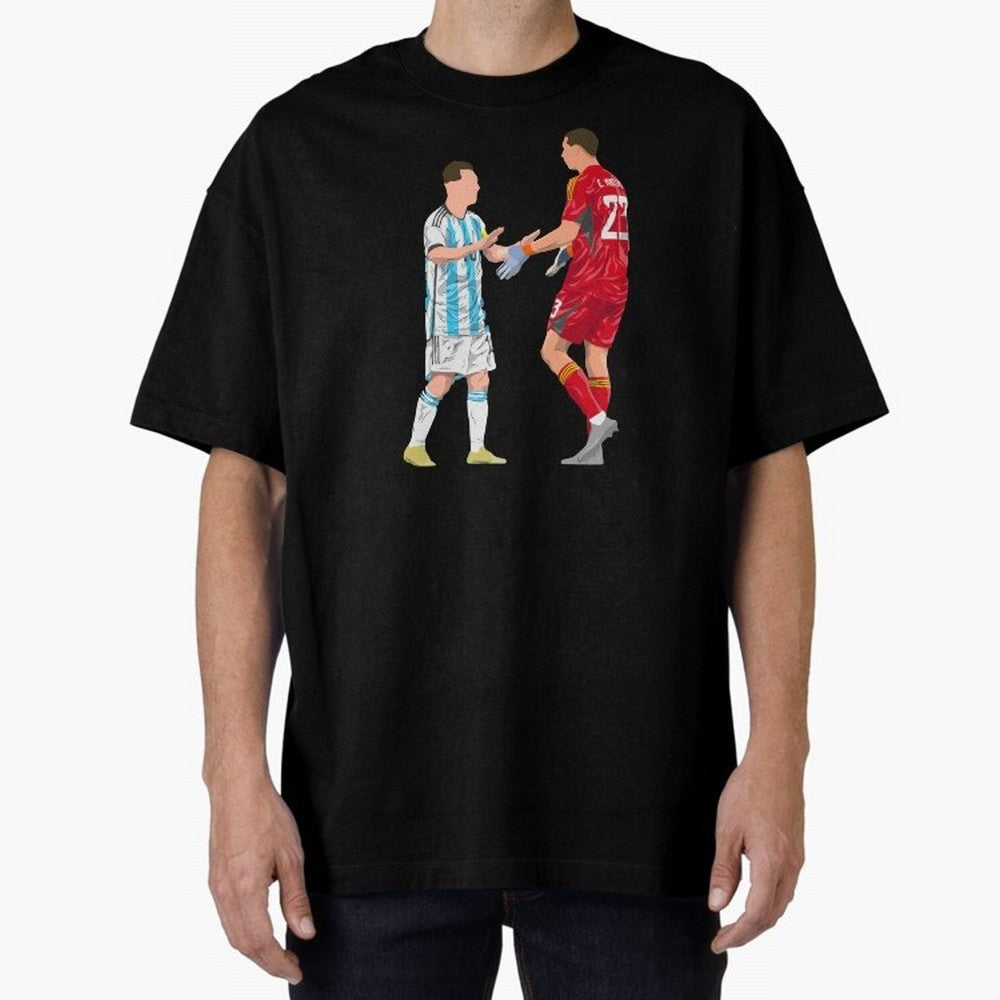 Messi and Martinez Celebrates World Cup 2022 Oversized T-Shirt Enjoy FIFA World Cup 2026 Spirit, with Argentina, Cristiano Ronaldo, Stadium Memories, Football Loyalty, International Chants and Championship Tradition; Perfect for Supporters Who Want