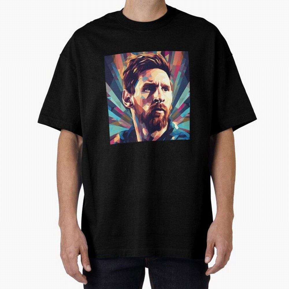 Lionel Messi Portrait Abstract Digital Football Player Classic T-Shirt Carry the Colors and Pride of FIFA World Cup 2026 USA Canada Mexico Driven by Neymar, Haaland and Cristiano Ronaldo, Germany Energy, Supporter Pride, Iconic Celebrations,