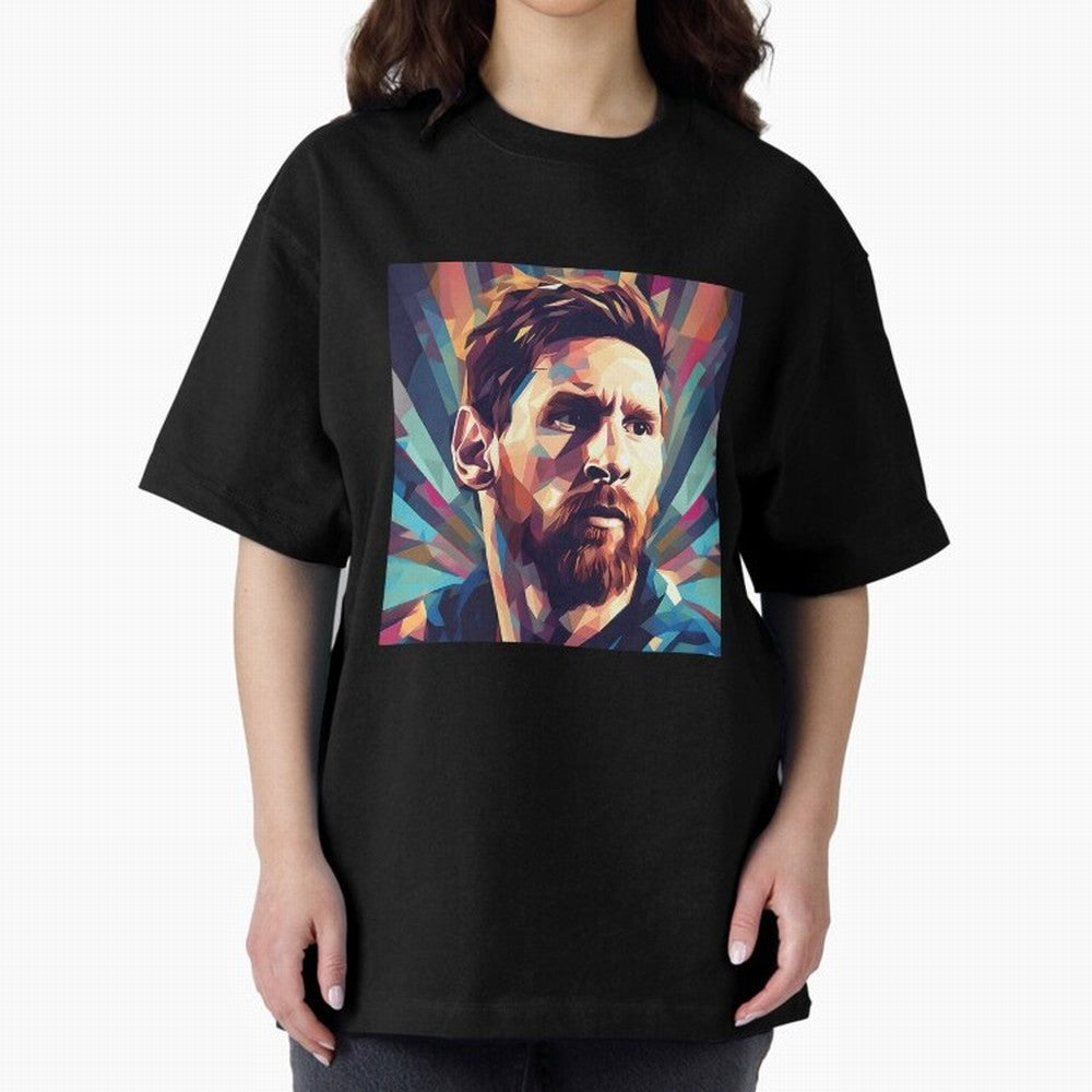 Lionel Messi Portrait Abstract Digital Football Player Classic T-Shirt Carry the Colors and Pride of FIFA World Cup 2026 USA Canada Mexico Driven by Neymar, Haaland and Cristiano Ronaldo, Germany Energy, Supporter Pride, Iconic Celebrations,