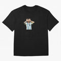 Lionel Messi Argentina Celebration Sticker Oversized T-Shirt Represent Football Lovers during Match Day Hype around FIFA World Cup 2026, CR7 and Messi, France, Global Supporter Spirit, Legendary Goals, National Colors and Tournament Celebration;
