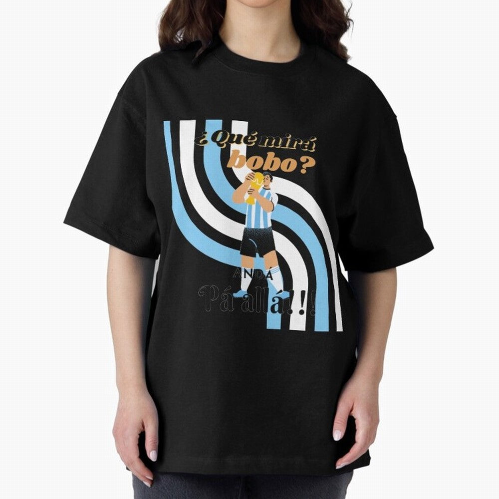 Vintage Messi Argentina Que Mira Bobo Oversized T-Shirt Celebrate the Next Chapter of FIFA World Cup 2026 for Fans of CR7 and England, Bringing Supporter Pride, Iconic Celebrations, Legendary Names and Global Match Day Energy; Great for Supporters