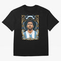 Lionel Messi Argentina Football Legend - Ornate Portrait Classic T-Shirt Turn Up for Global Football Passion for FIFA World Cup 2026, Celebrating CR7, Portugal, Spain and Germany, Global Supporter Spirit, Legendary Goals, National Colors and