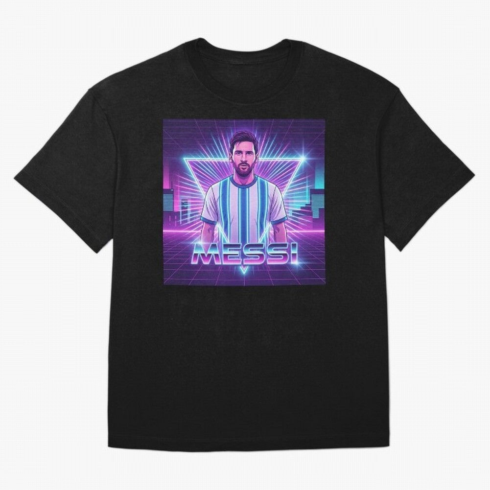 ?Argentina Football Legend Messi Cyberpunk Retro Futurist Design (Version 5) Classic T-Shirt Celebrate Soccer Greatness during FIFA World Cup 2026 Spirit, Built around France, CR7, Champion Mindset, Group Stage Buzz, Knockout Tension and Passionate