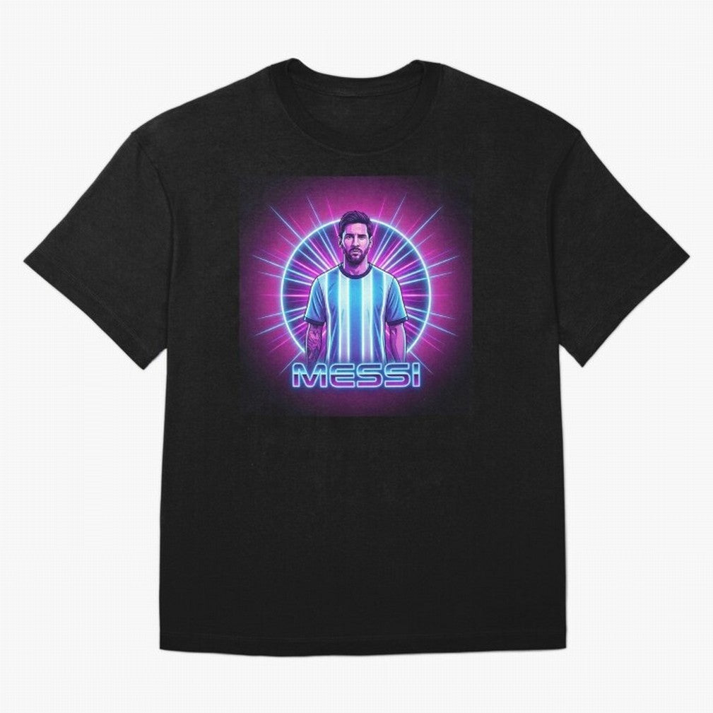 ?Argentina Football Legend Messi Cyberpunk Retro Futurist Design (Version 4) Classic T-Shirt Bring Stadium Energy to FIFA World Cup 2026 Spirit, Featuring Netherlands, Messi and Cristiano Ronaldo, Football Festival Excitement, Trophy Ambitions,