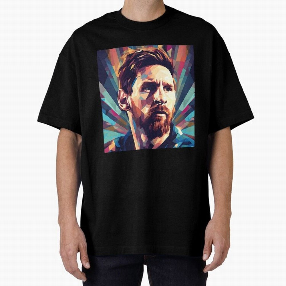 Lionel Messi Portrait Abstract Digital Art Football Player Classic T-Shirt Celebrate Every Goal in Global Football Passion for FIFA World Cup 2026 USA Canada Mexico, Inspired by Neymar, Haaland and Cristiano Ronaldo, France, Football History, Final