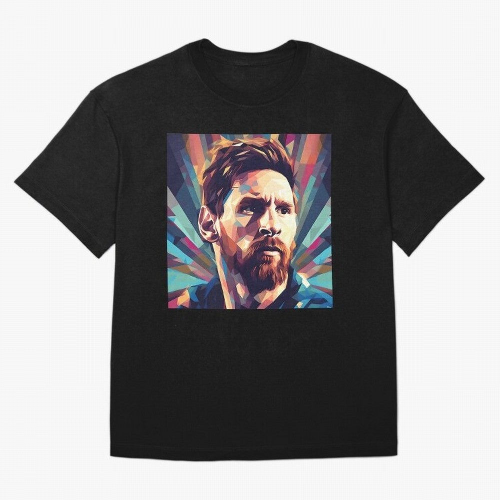 Lionel Messi Portrait Abstract Digital Art Football Player Classic T-Shirt Celebrate Every Goal in Global Football Passion for FIFA World Cup 2026 USA Canada Mexico, Inspired by Neymar, Haaland and Cristiano Ronaldo, France, Football History, Final