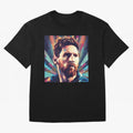 Lionel Messi Portrait Abstract Digital Art Football Player Classic T-Shirt Celebrate Every Goal in Global Football Passion for FIFA World Cup 2026 USA Canada Mexico, Inspired by Neymar, Haaland and Cristiano Ronaldo, France, Football History, Final
