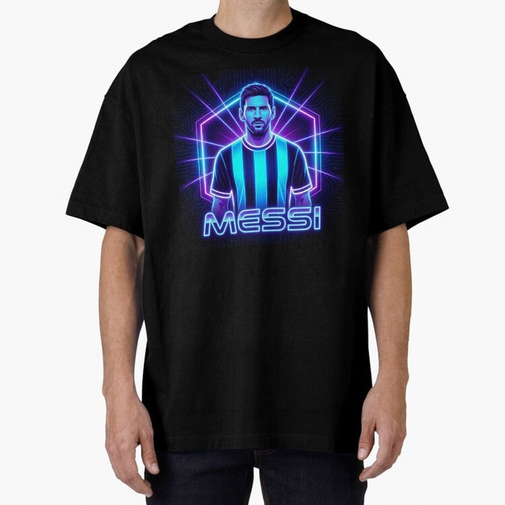?Argentina Football Legend Messi Cyberpunk Retro Futurist Design (Version 2) Classic T-Shirt Capture Match Day Hype around FIFA World Cup 2026 Group Stage, Mbappe and Neymar, Brazil, Portugal and Argentina, Soccer Culture, Superstar Moments,