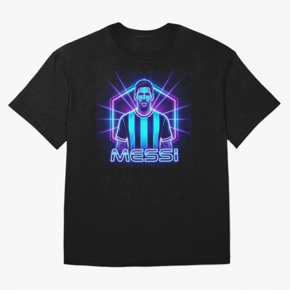?Argentina Football Legend Messi Cyberpunk Retro Futurist Design (Version 2) Classic T-Shirt Capture Match Day Hype around FIFA World Cup 2026 Group Stage, Mbappe and Neymar, Brazil, Portugal and Argentina, Soccer Culture, Superstar Moments,