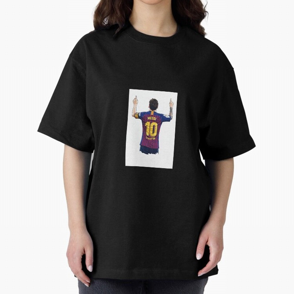 Lionel Messi Celebration Outline Barcelona FC Oversized T-Shirt Celebrate National Team Dreams in FIFA World Cup 2026 USA Canada Mexico Spirit, Featuring England, Messi, Championship Spirit, Famous Goals, Roaring Crowds and International Football