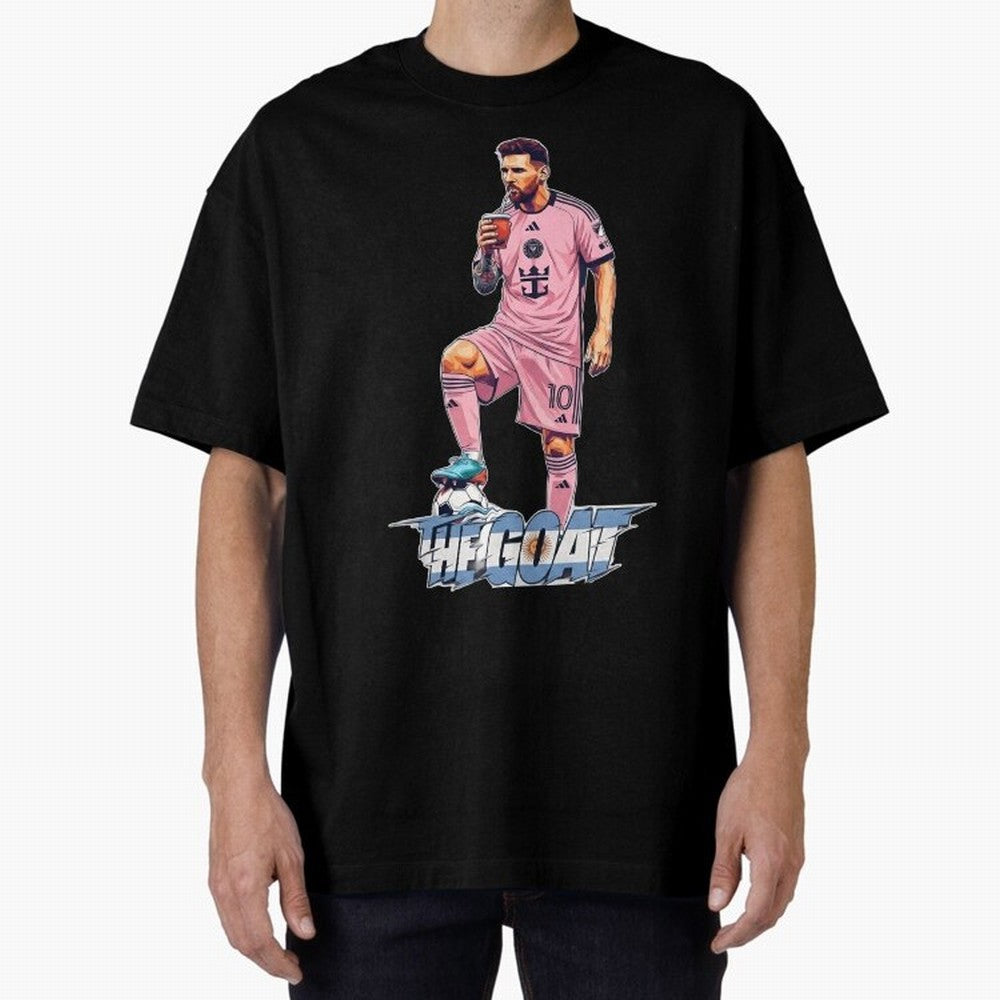 Messi Illustrated Style Drinking Mate ¨C Design by The Goat - Inter Miami Classic T-Shirt Carry Global Football Passion for FIFA World Cup 2026, Built around CR7, Spain and Netherlands, Worldwide Fan Energy, Dramatic Goals, Stadium Lights and