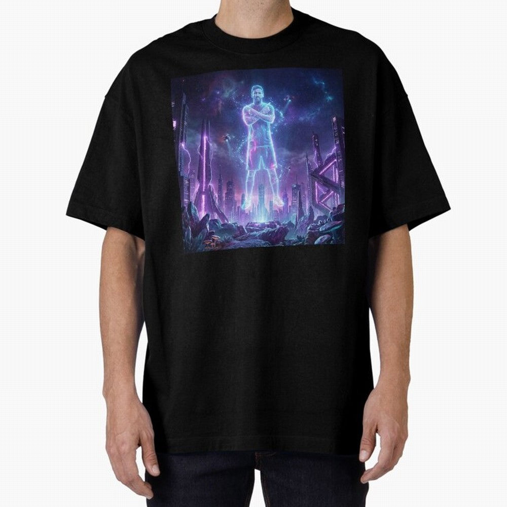 Lionel Messi (GOAT) Hologram in Futuristic Cyberpunk City Classic T-Shirt Refresh FIFA World Cup 2026 USA Canada Mexico Made for Neymar, Argentina, France and Brazil Energy, Classic Soccer Heritage, Championship Pressure, Fan Loyalty and