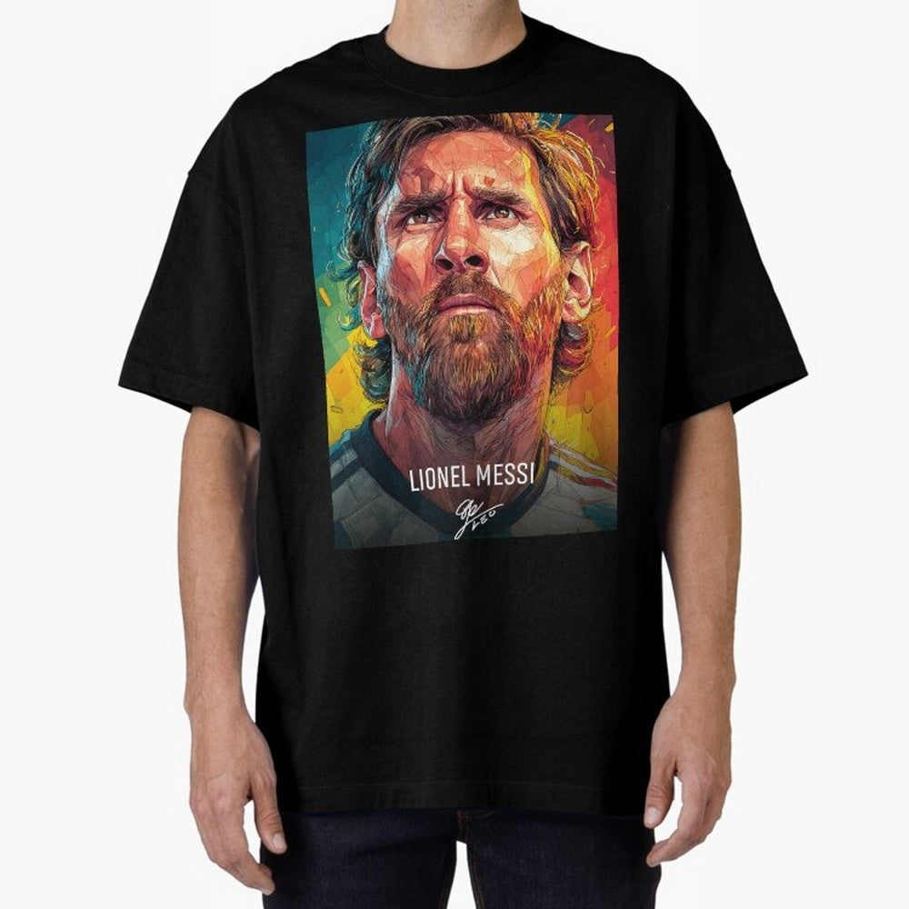 Lionel Messi Football Soccer Player Colorful Modern Portrait Classic T-Shirt Show Fan Pride Across FIFA World Cup 2026 USA Canada Mexico Celebrating Messi, Neymar and Mbappe, Argentina, France and Brazil Energy, Football Passion, Legendary