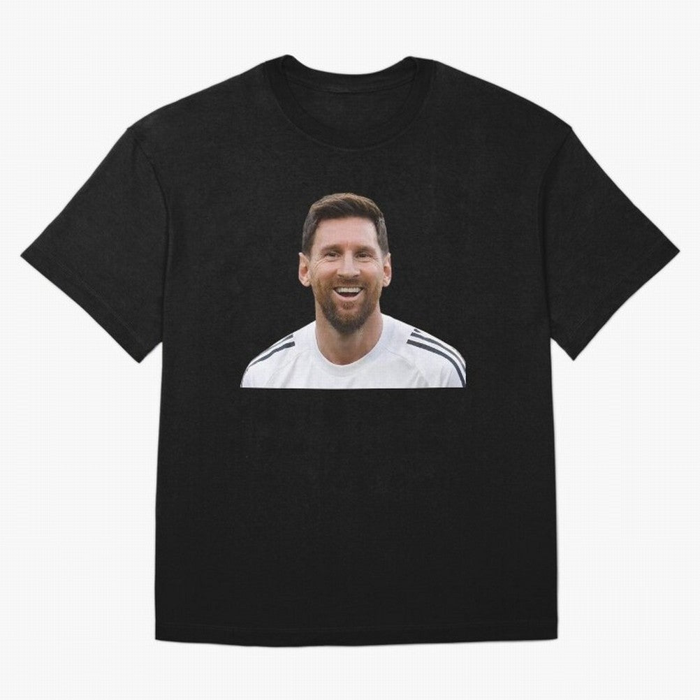 Lionel Messi smiling Oversized T-Shirt Follow FIFA World Cup 2026 USA Canada Mexico Spirit, Filled with Portugal, Spain and Germany, Haaland and Mbappe, Stadium Chants, National Pride, Trophy Dreams and Unforgettable Football Memories; Perfect for
