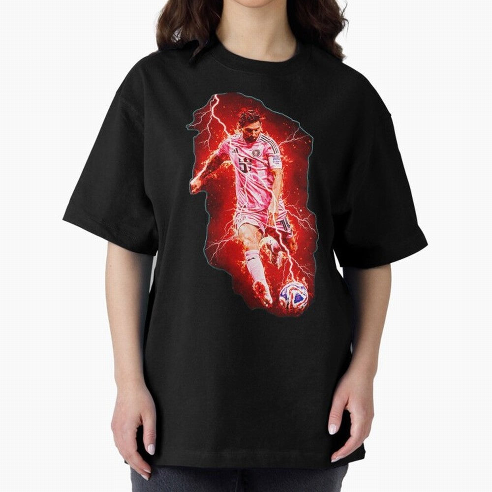 Messi The Goat (HD) High Definition Design | Exclusive Fanart Oversized T-Shirt Cheer for Global Football Passion for FIFA World Cup 2026, Highlighting Messi, Neymar and Mbappe, England and Germany, Championship Spirit, Famous Goals, Roaring Crowds