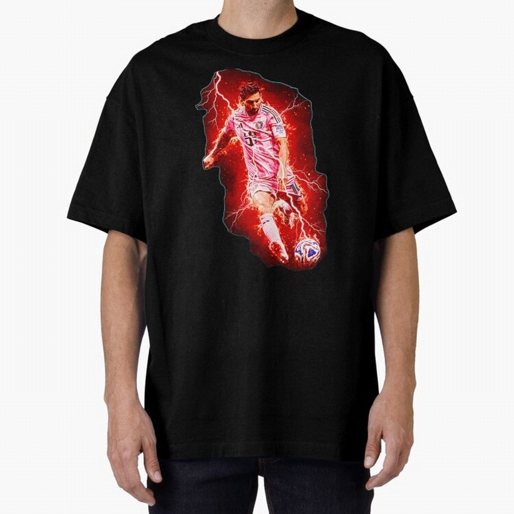 Messi The Goat (HD) High Definition Design | Exclusive Fanart Oversized T-Shirt Cheer for Global Football Passion for FIFA World Cup 2026, Highlighting Messi, Neymar and Mbappe, England and Germany, Championship Spirit, Famous Goals, Roaring Crowds