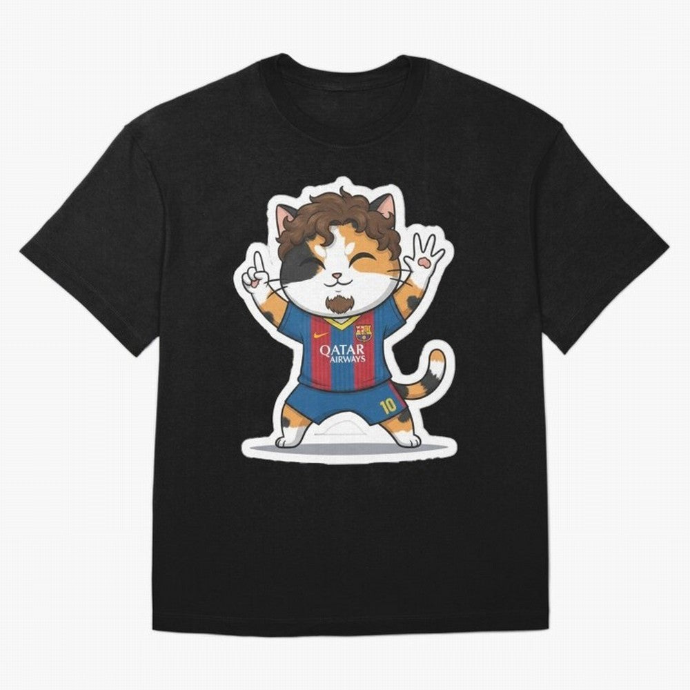 Fcb - Fc Barcelona | Cute Cat Messi with Jersey Barcelona Classic T-Shirt Experience Global Football Passion for FIFA World Cup 2026, Centered on Neymar, Haaland and Cristiano Ronaldo, Brazil, Portugal and Argentina, Sports Nostalgia, International