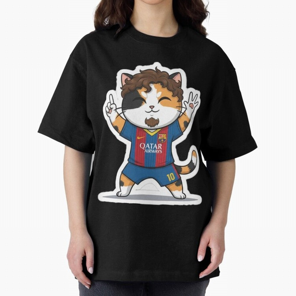 Fcb - Fc Barcelona | Cute Cat Messi with Jersey Barcelona Classic T-Shirt Experience Global Football Passion for FIFA World Cup 2026, Centered on Neymar, Haaland and Cristiano Ronaldo, Brazil, Portugal and Argentina, Sports Nostalgia, International