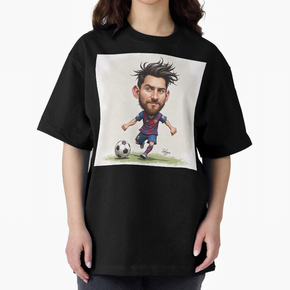 The Little Magician ¨C Caricature of Lionel Messi Oversized T-Shirt Make Your Look Match Match Day Hype around FIFA World Cup 2026, Mbappe, Portugal, Spain and Germany, Fan Favorite Moments, National Team Passion, Big Match Drama and Soccer