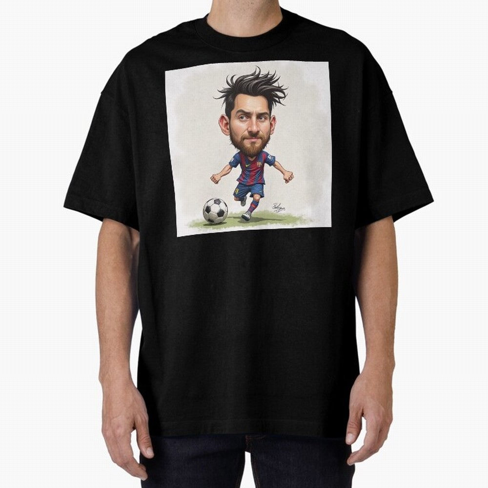 The Little Magician ¨C Caricature of Lionel Messi Oversized T-Shirt Make Your Look Match Match Day Hype around FIFA World Cup 2026, Mbappe, Portugal, Spain and Germany, Fan Favorite Moments, National Team Passion, Big Match Drama and Soccer
