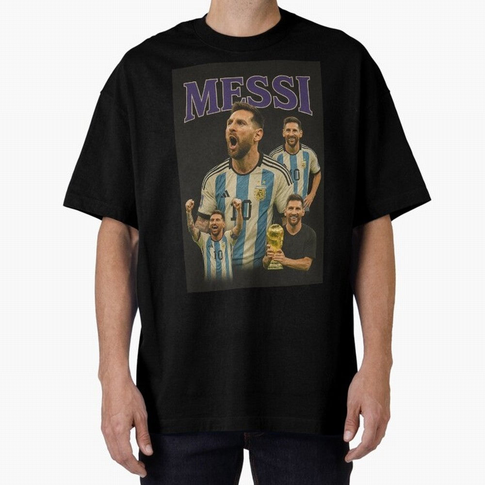 Lionel Messi Retro T-Shirt | 90s Football GOAT Collage Tee Boxy T-Shirt Represent FIFA World Cup 2026 USA Canada Mexico Featuring Messi, Portugal Energy, Retro Football Energy, Iconic Rivalries, Trophy Chase Drama and Stadium Atmosphere; Perfect