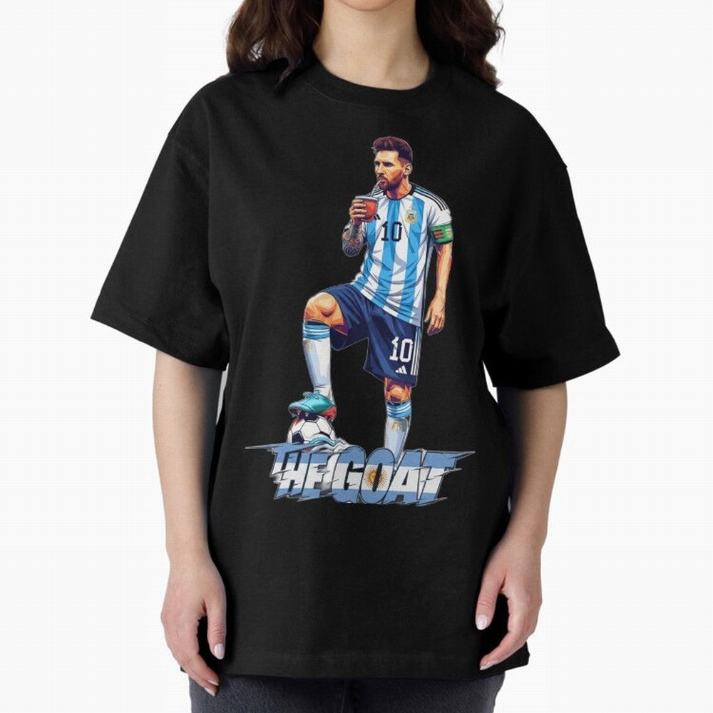 Messi Illustrated Style Drinking Mate ¨C Unique Design by The Goat Classic T-Shirt Relive Match Day Hype around FIFA World Cup 2026, Cristiano Ronaldo, Argentina, France and Brazil, Stadium Memories, Football Loyalty, International Chants and