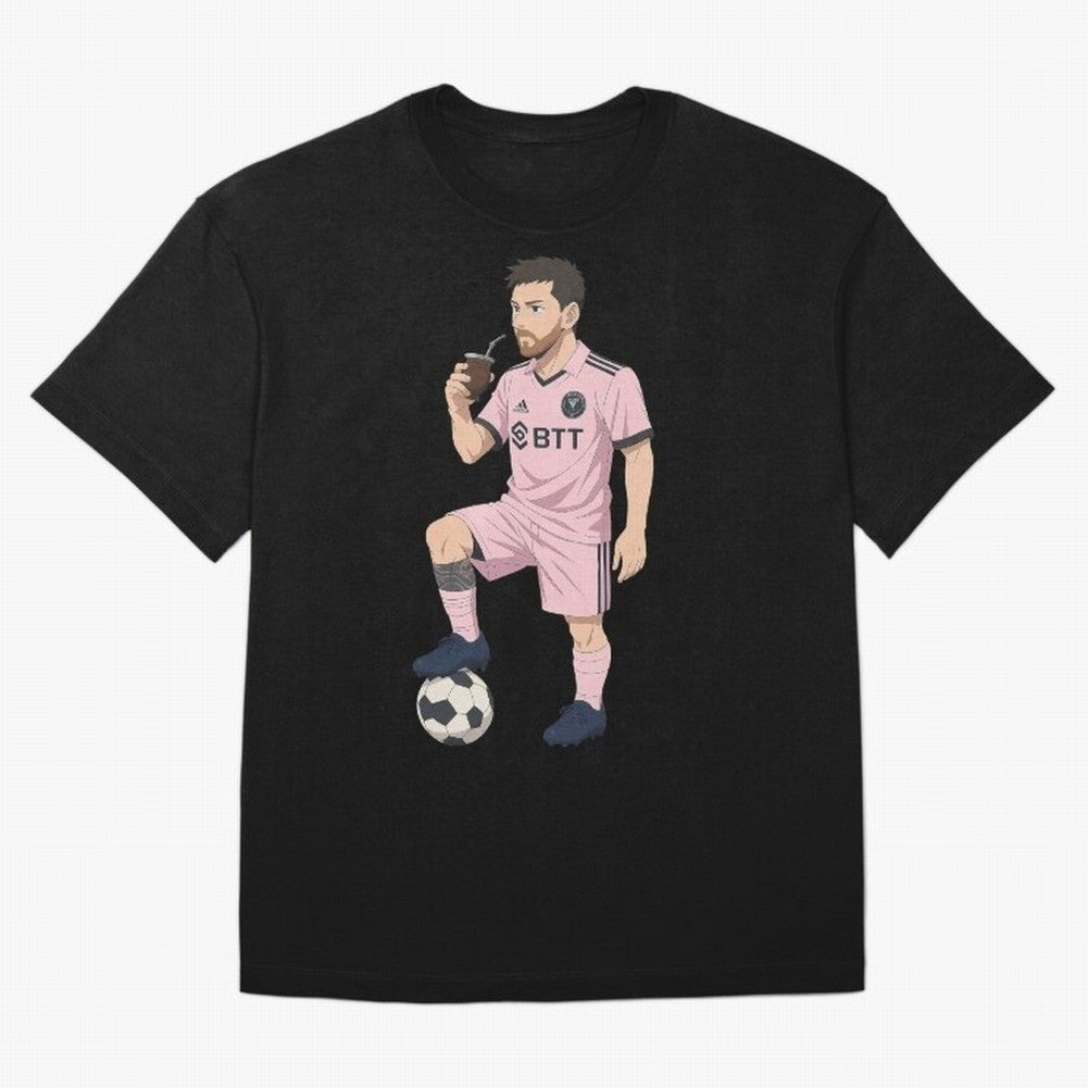 Lionel Messi Anime Style Drinking Mate - The Goat Inter Miami Classic T-Shirt Bring Supporter Culture to FIFA World Cup 2026 Spirit, Celebrating England, France and Netherlands, Mbappe and Neymar, Match Day Excitement, Supporter Culture, Golden