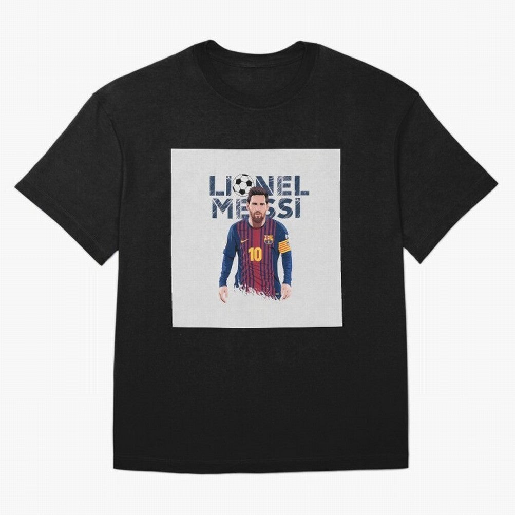 Stylized Lionel Messi Barcelona Illustration ¨C Iconic Football Artwork Oversized T-Shirt Back Your Heroes with FIFA World Cup 2026 Group Stage for Fans of Mbappe and England, France and Netherlands, Bringing Football Passion, Legendary