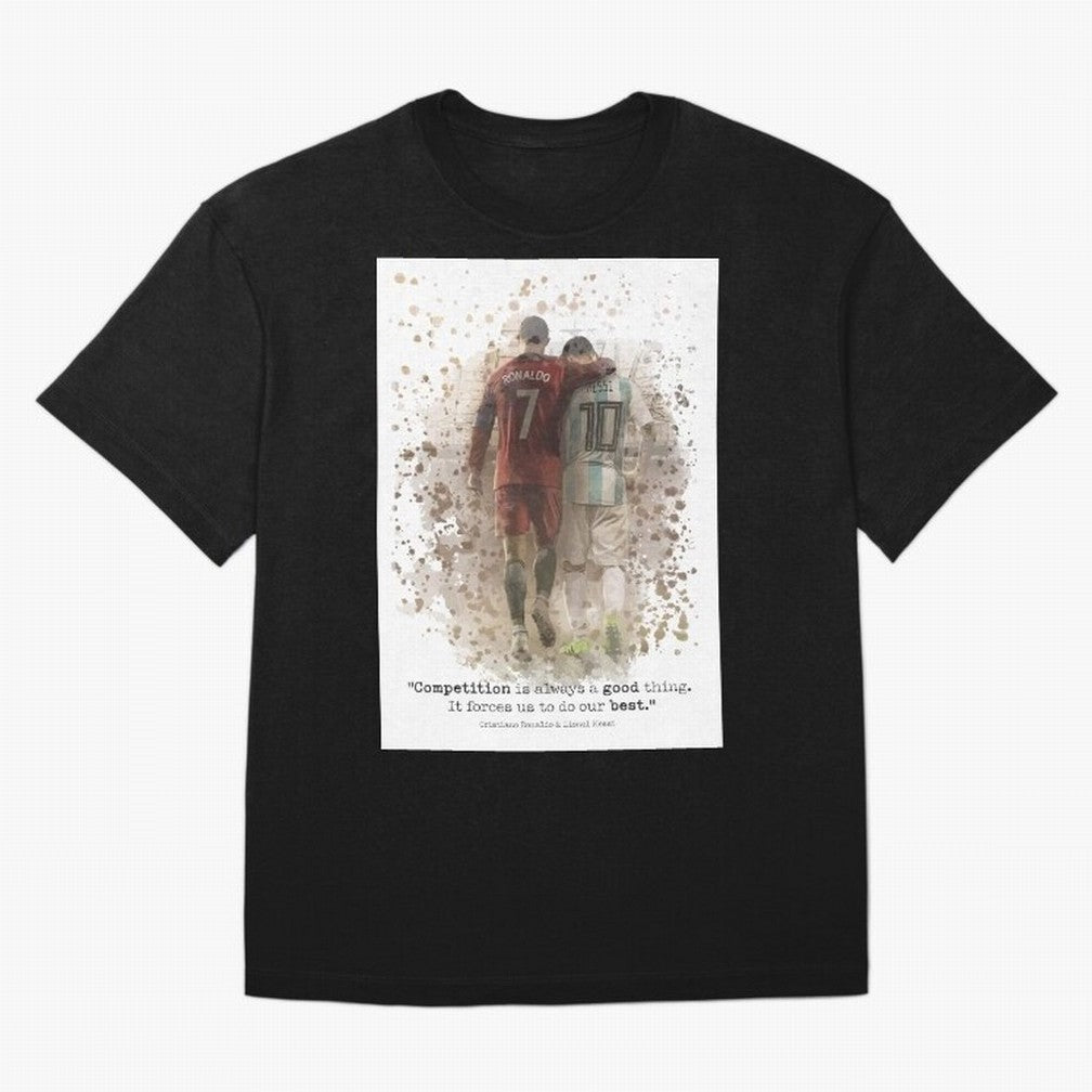 Cristiano Ronaldo Messi Soccer Quote Poster Oversized T-Shirt Show Match Day Excitement for FIFA World Cup 2026 Connected to Neymar, Argentina Energy, Global Supporter Spirit, Legendary Goals, National Colors and Tournament Celebration; Made for