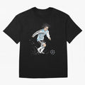 Lionel Messi runner Oversized T-Shirt Follow the Road to the FIFA World Cup 2026 USA Canada Mexico Journey through Cristiano Ronaldo, Haaland and CR7 Highlights, Argentina, France and Brazil Pride, Football Festival Excitement, Trophy Ambitions,