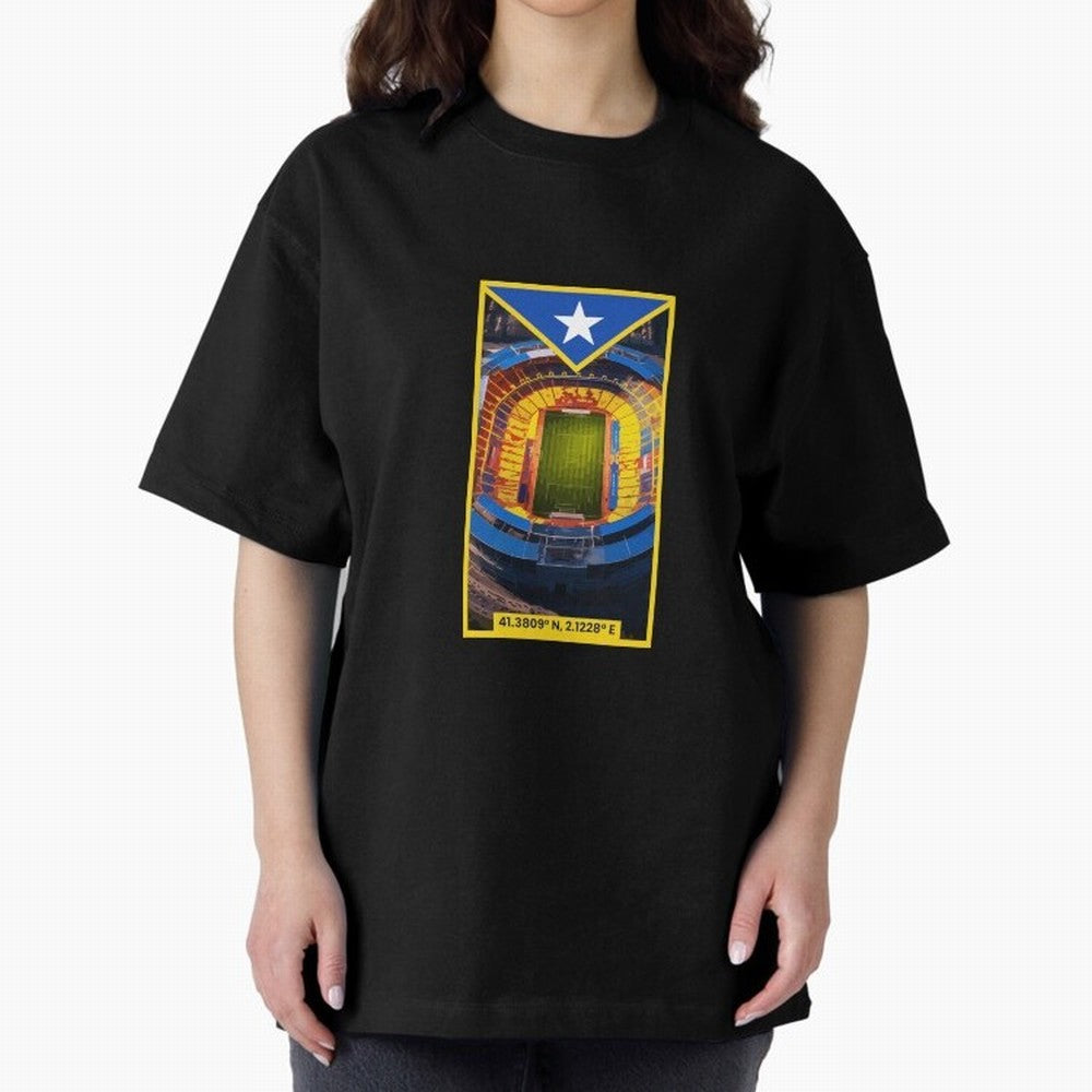Barcelona Stadium Coordinates Graphic Essential T-Shirt Capture Stadium Memories from FIFA World Cup 2026 Group Stage Celebrating Messi, Neymar and Mbappe, England, France and Netherlands Energy, Champion Mindset, Group Stage Buzz, Knockout Tension