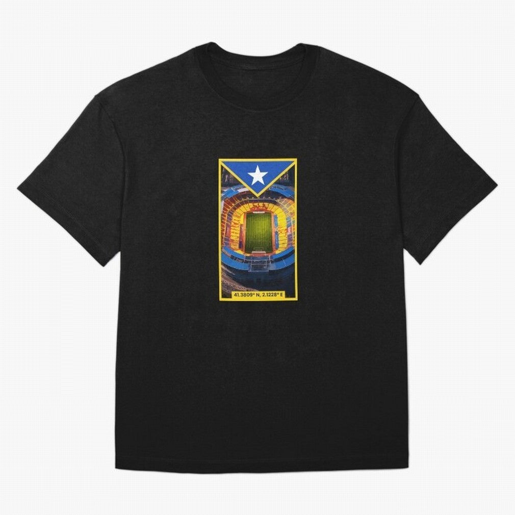 Barcelona Stadium Coordinates Graphic Essential T-Shirt Capture Stadium Memories from FIFA World Cup 2026 Group Stage Celebrating Messi, Neymar and Mbappe, England, France and Netherlands Energy, Champion Mindset, Group Stage Buzz, Knockout Tension