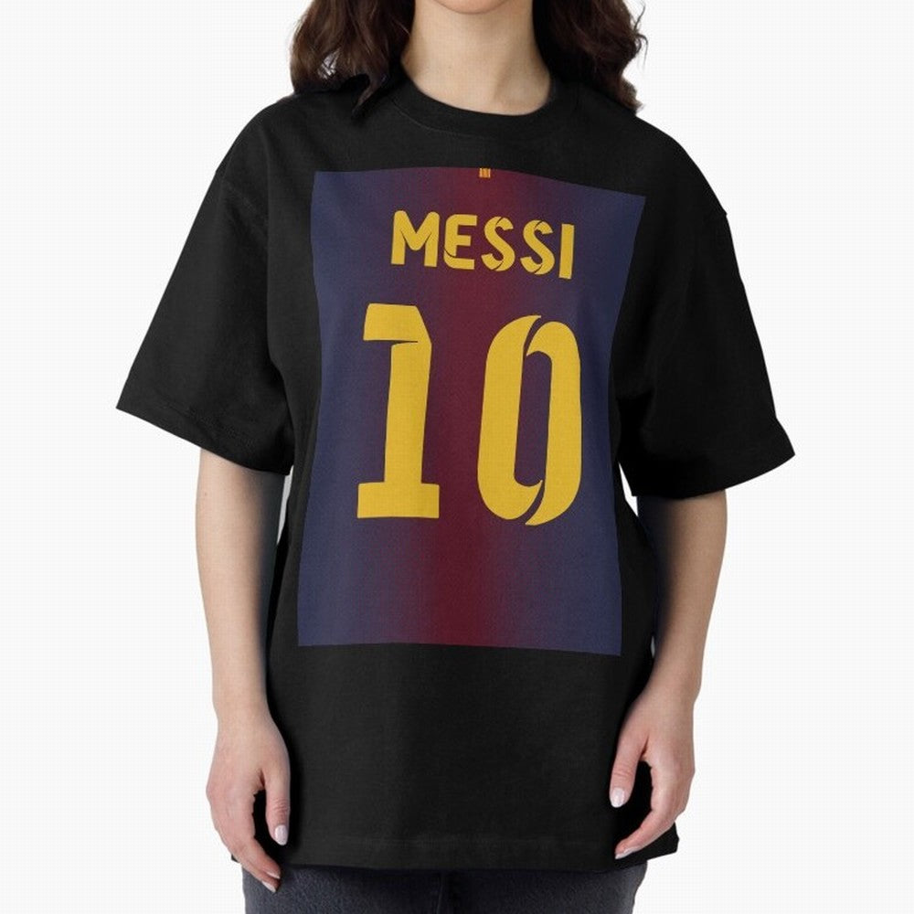 Barcelona 2012 Jersey Messi 10 Oversized T-Shirt Step into the FIFA World Cup 2026 Group Stage Journey through CR7 Highlights, England Pride, Championship Spirit, Famous Goals, Roaring Crowds and International Football Unity; Ideal for Fans Who