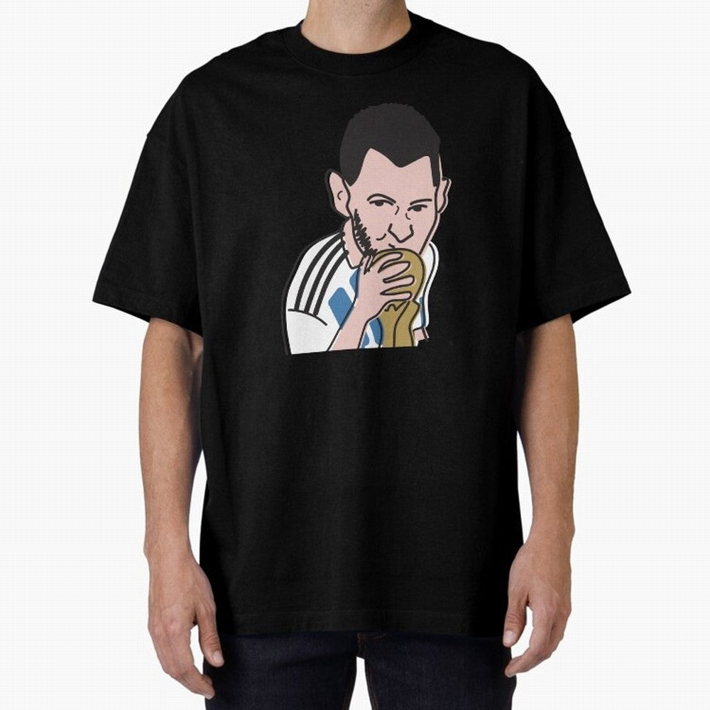 Lionel Messi in Weirdtual Reality Oversized T-Shirt Discover Global Football Passion for FIFA World Cup 2026 Group Stage, Connected to Messi, Neymar and Mbappe, Brazil, Portugal and Argentina, Tournament Hype, Historic Matchups, Family Viewing