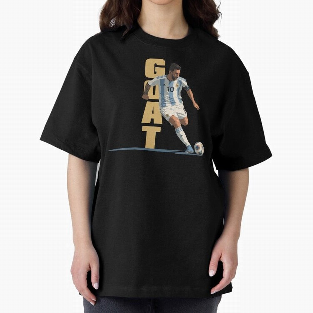 Messi in action GOAT Minimalist Graphic Premium T-Shirt Bring Global Tournament Vibes to Global Football Passion for FIFA World Cup 2026 Group Stage, Celebrating Cristiano Ronaldo, Haaland and CR7, England and Germany, Football Passion, Legendary