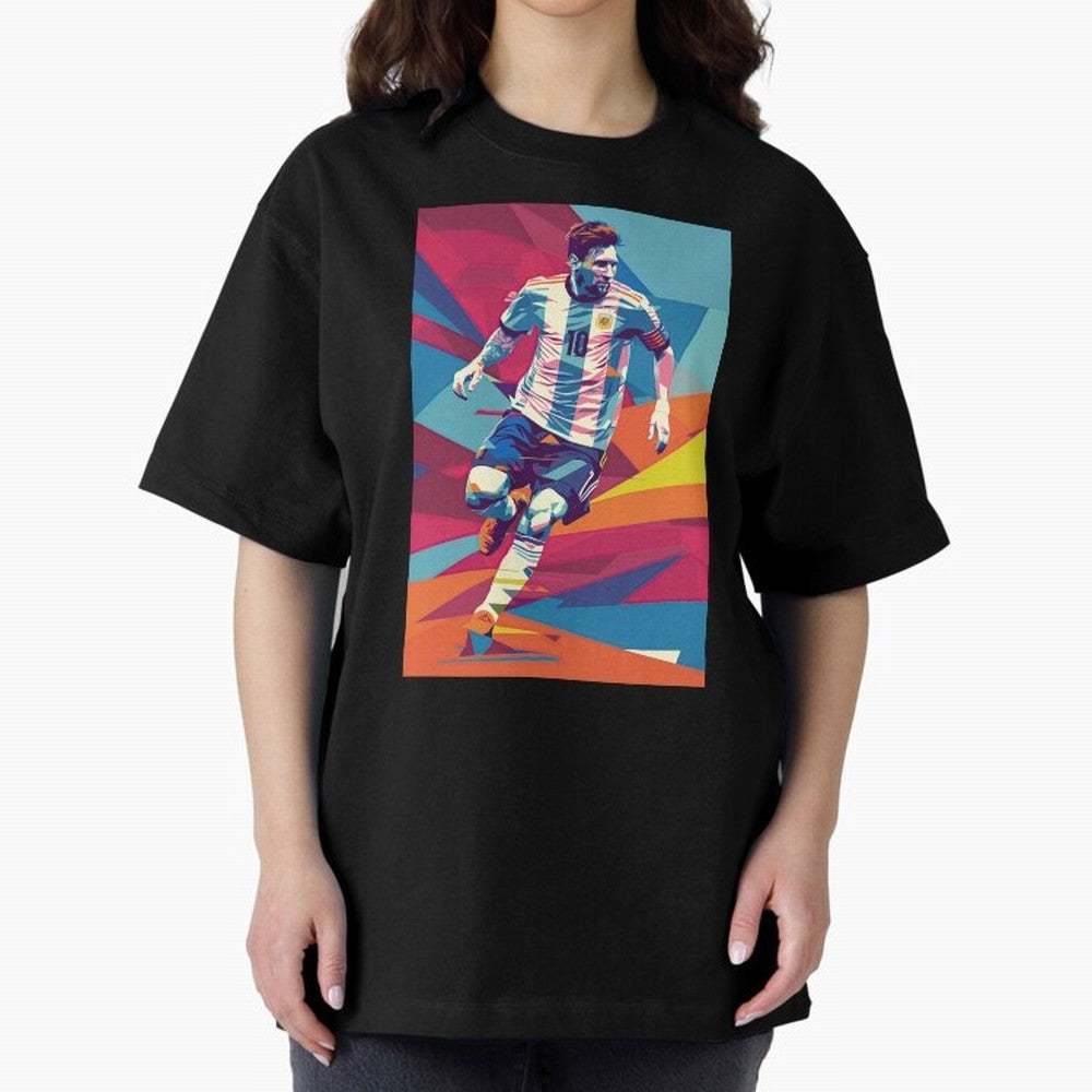 Messi in action Graphic poster design Premium T-Shirt Celebrate Football Dreams Across FIFA World Cup 2026 Group Stage for Fans of Cristiano Ronaldo and England, Bringing Football History, Final Match Energy, Crowd Noise and Once in a Lifetime