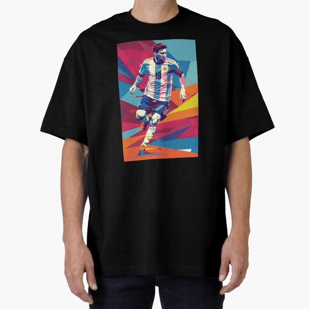 Messi in action Graphic poster design Premium T-Shirt Celebrate Football Dreams Across FIFA World Cup 2026 Group Stage for Fans of Cristiano Ronaldo and England, Bringing Football History, Final Match Energy, Crowd Noise and Once in a Lifetime