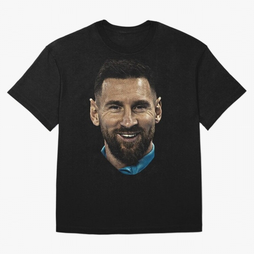 Messi Iconic Smile - Streetwear Style Portrait Premium T-Shirt Support Iconic Players in FIFA World Cup 2026 USA Canada Mexico Connected to Neymar, Brazil, Portugal and Argentina Energy, Soccer Culture, Superstar Moments, National Team Dreams and
