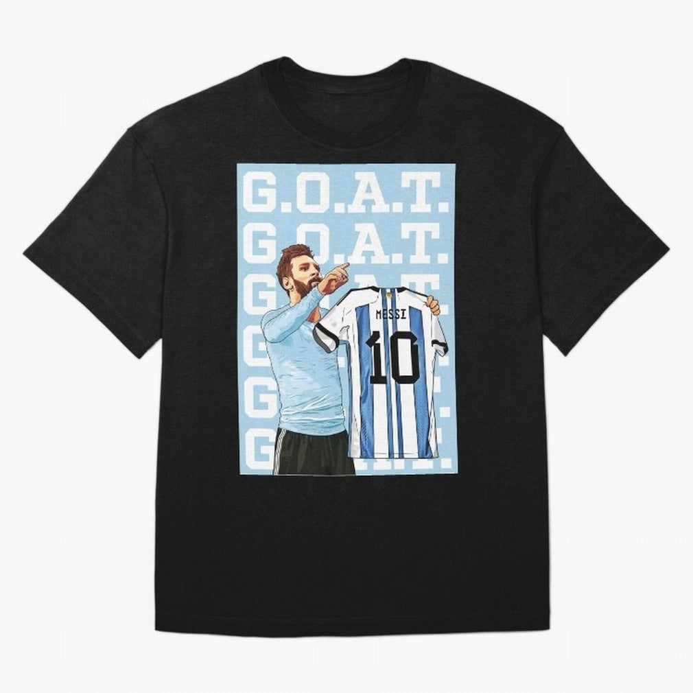 Lionel Messi Goat Premium T-Shirt Celebrate Football Dreams Across the FIFA World Cup 2026 Group Stage Journey through Mbappe and Neymar Highlights, Spain Pride, Classic Soccer Heritage, Championship Pressure, Fan Loyalty and International Pride;