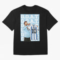 Lionel Messi Goat Premium T-Shirt Celebrate Football Dreams Across the FIFA World Cup 2026 Group Stage Journey through Mbappe and Neymar Highlights, Spain Pride, Classic Soccer Heritage, Championship Pressure, Fan Loyalty and International Pride;