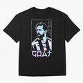 Lionel Messi Holographic Style Portrait art illustration Premium T-Shirt Follow the Road to the FIFA World Cup 2026 USA Canada Mexico Journey through Cristiano Ronaldo, Haaland and CR7 Highlights, Argentina, France and Brazil Pride, Football