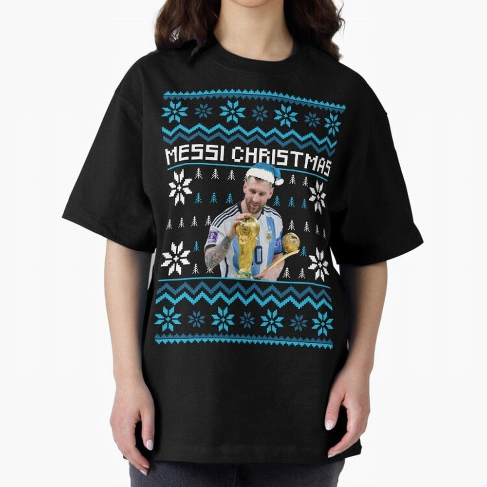 Leo Messi Christmas Ugly Sweater Design Classic T-Shirt Upgrade Global Football Passion for FIFA World Cup 2026, Inspired by Haaland and Mbappe, Spain and Netherlands, Match Day Excitement, Supporter Culture, Golden Goals and Global Football