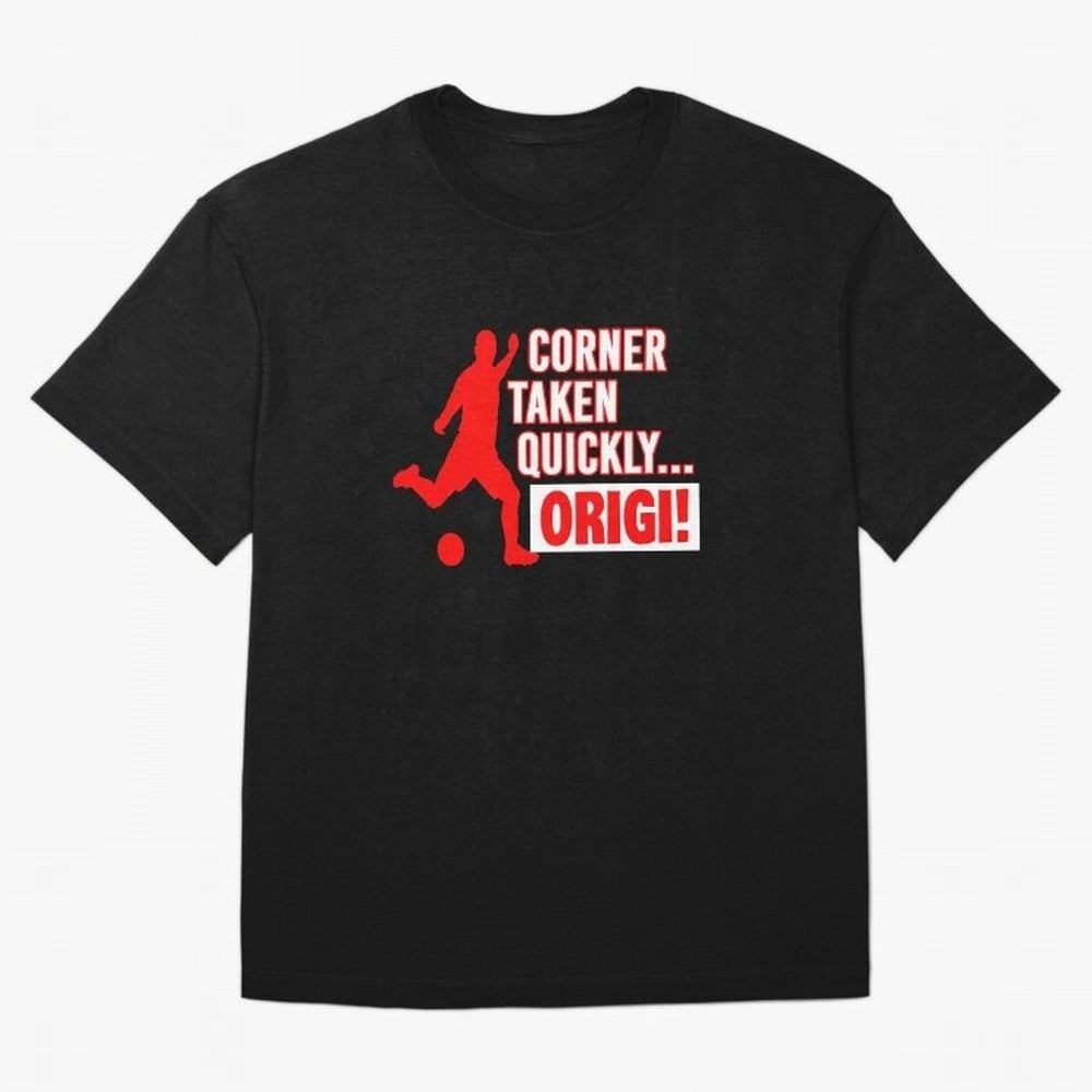 Corner Taken Quickly Origi (Red) Essential T-Shirt Honor the Football Icons of FIFA World Cup 2026 USA Canada Mexico Spirit, Featuring Spain, Haaland and Mbappe, Match Day Excitement, Supporter Culture, Golden Goals and Global Football Passion;