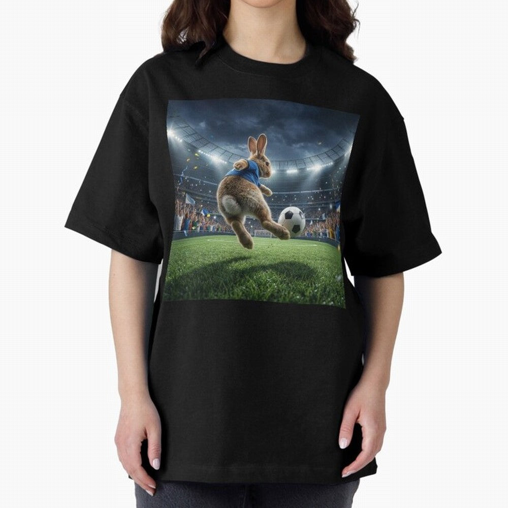 Rabbit Is Veritable Messi on the Soccer Pitch Oversized T-Shirt Relive Legendary Nights from the FIFA World Cup 2026 Group Stage Journey through Messi, Neymar and Mbappe Highlights, France and Portugal Pride, Retro Football Energy, Iconic