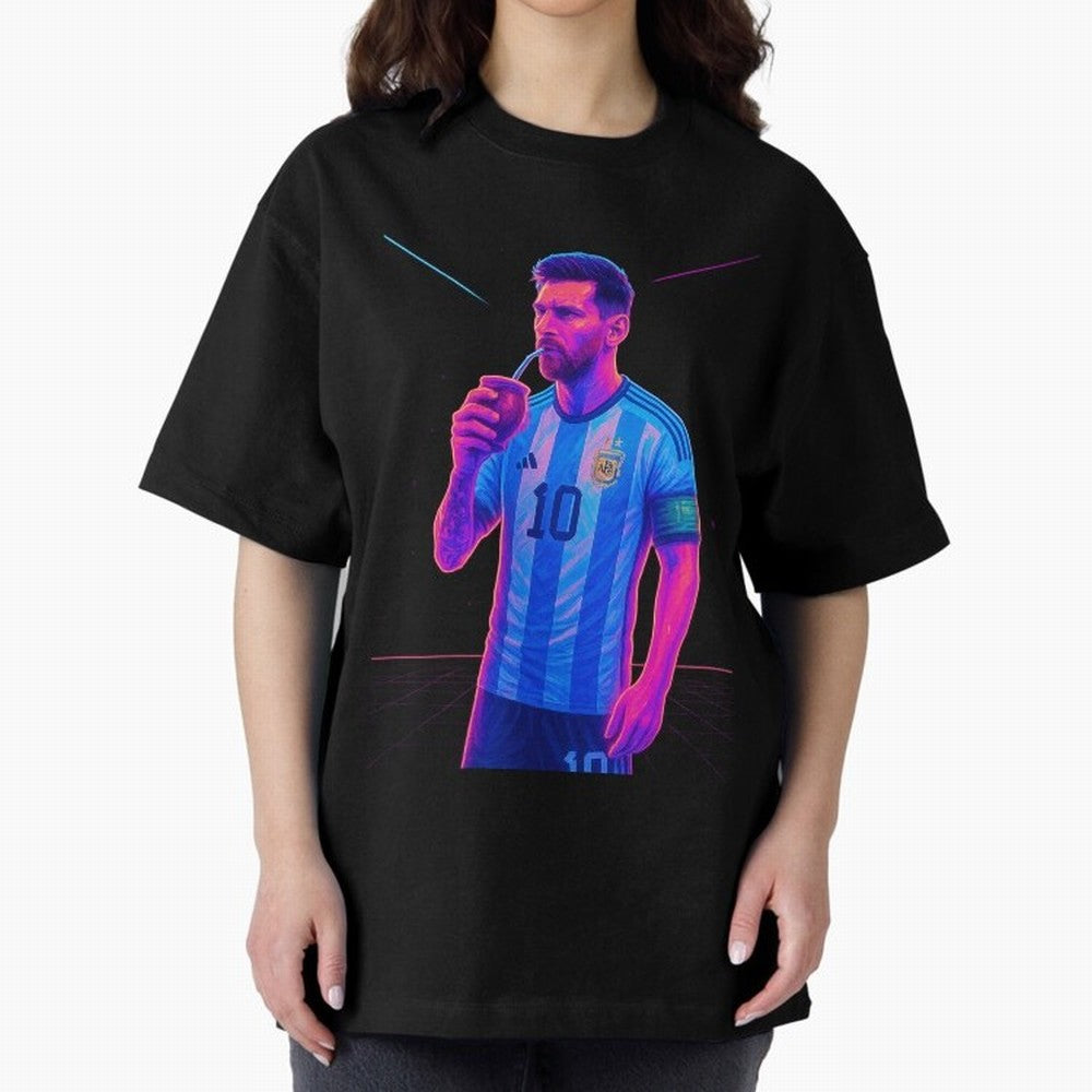 Messi The Goat Art Neon Synthwave Cyberpunk ¨C Retro Futuristic Classic T-Shirt Upgrade Global Football Passion for FIFA World Cup 2026, Made for Haaland, Spain, Classic Soccer Heritage, Championship Pressure, Fan Loyalty and International Pride;