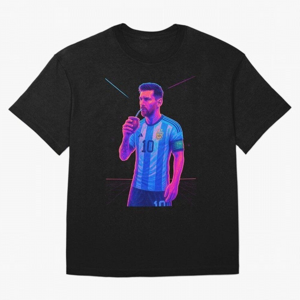 Messi The Goat Art Neon Synthwave Cyberpunk ¨C Retro Futuristic Classic T-Shirt Upgrade Global Football Passion for FIFA World Cup 2026, Made for Haaland, Spain, Classic Soccer Heritage, Championship Pressure, Fan Loyalty and International Pride;