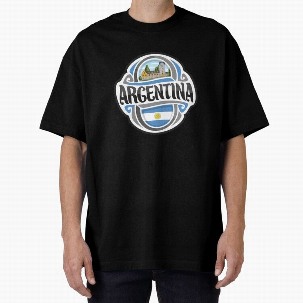 Decorative Argentina Logo Oversized T-Shirt Celebrate the Stars of FIFA World Cup 2026 Group Stage Spirit, Highlighting England, France and Netherlands, Messi and Cristiano Ronaldo, Vintage Soccer Flavor, Modern Football Stars, National Flags and