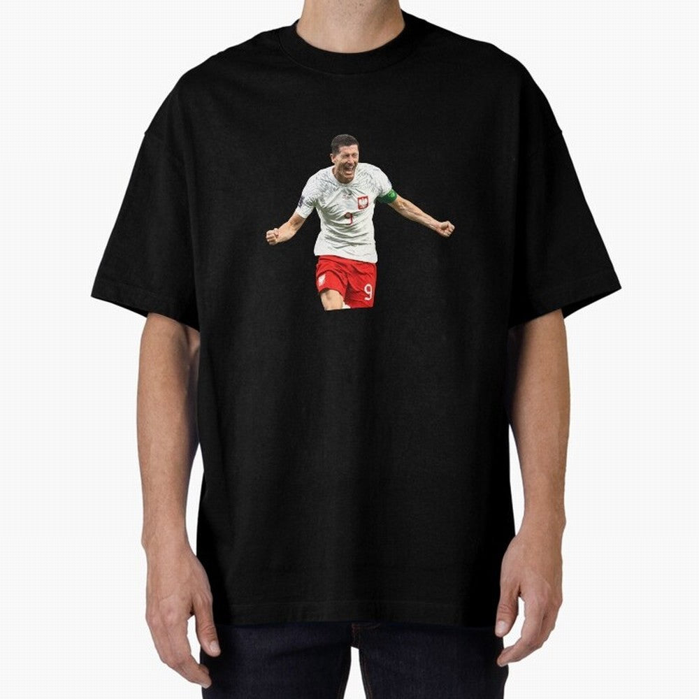 Robert Lewandowski Oversized T-Shirt Stand with Match Day Hype around FIFA World Cup 2026 USA Canada Mexico, Neymar, Haaland and Cristiano Ronaldo, Netherlands, Supporter Pride, Iconic Celebrations, Legendary Names and Global Match Day Energy;